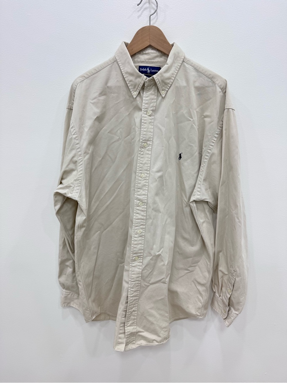 Ralph Lauren Mens 100% Cotton Long Sleeve Button-Down Shirt Size XL Tall Beige